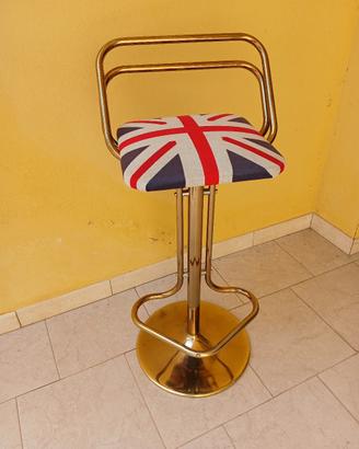 Sgabello girevole in metallo con bandiera Inglese