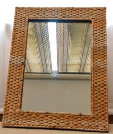 Specchio Ikea in Rattan Naturale con Cornice Intre