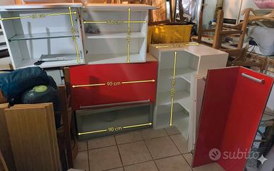 Pensili cucina Stosa mod. Osaka rosso bianco vetro