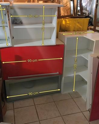 Pensili cucina Stosa mod. Osaka rosso bianco vetro