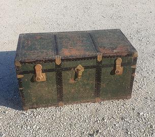 baule antico cassapanca forziere verde shabby