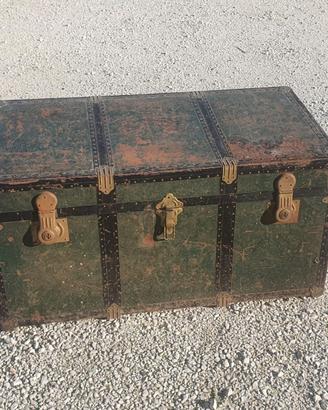 baule antico cassapanca forziere verde shabby