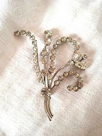 Spilla Vintage bigiotteria anni '50 Strass