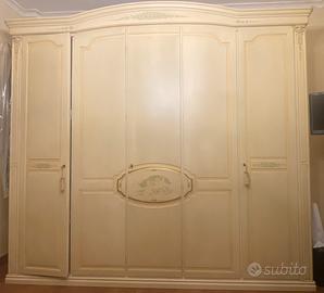 Armadio classico 4 ante decorato a mano legno mass