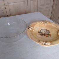 Centrotavola o portafrutta in vetro e ceramica 
