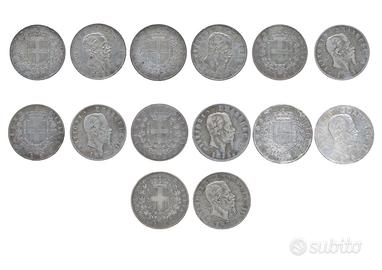 7 Scudi in argento - 5 Lire 1869-1875