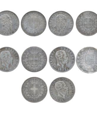 7 Scudi in argento - 5 Lire 1869-1875
