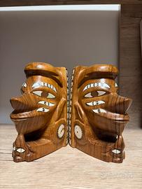 Coppia statuette ebano e madre perla