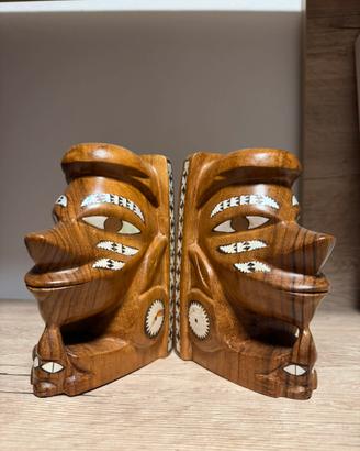 Coppia statuette ebano e madre perla