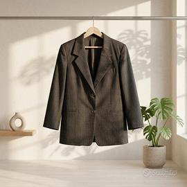 Blazer, gessato, lana, donna, taglia 48, XL