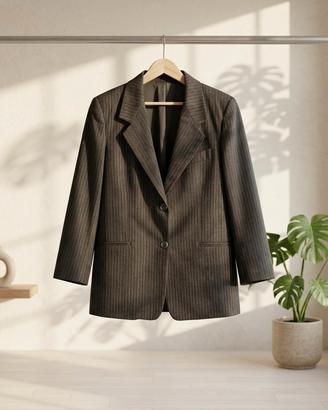 Blazer, gessato, lana, donna, taglia 48, XL