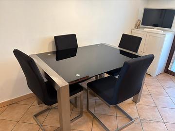 Tavolo allungabile vetro e acciaio 6/8 persone