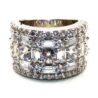 Stupendo anello argento fascia pietre CZ