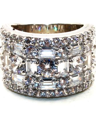 Stupendo anello argento fascia pietre CZ