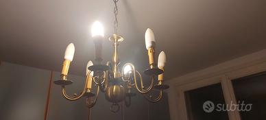 Lampadario classico in ottone a 5 luci