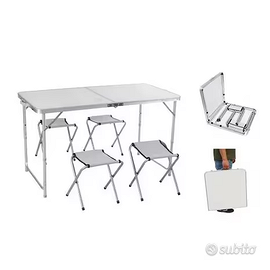 Tavola pieghevole per esterno interni con 4 sedie