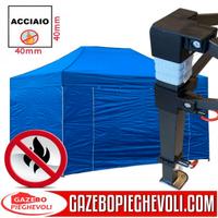 Gazebo professionale pieghevole 3x4,5 ignifugo blu