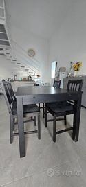 Tavolo nero allungabile + 4 sedie Ikea 