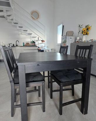 Tavolo nero allungabile + 4 sedie Ikea 