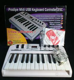 Tastiera-controller USB Prodipe MIDI 25c NUOVA