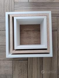 Set 3 cubi mensolein legno da parete