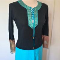 COMPLETO MAGLIA CON PANTALONI PALAZZO IN LINO