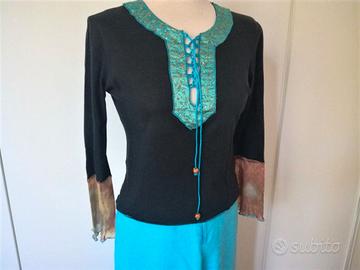 COMPLETO MAGLIA CON PANTALONI PALAZZO IN LINO