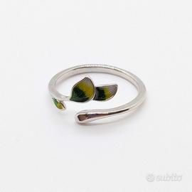 Anello Foglie su Ramo Botanico Misura Regolabile