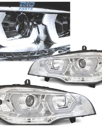 FARI BMW X5 E70 07-13 LED OCCHI ANGEL CROMATI