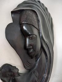 Madonna con Bambino in legno di Ebano 1950