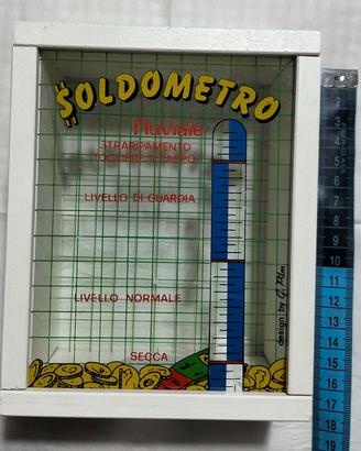 Salvadanaio in legno vintage "soldometro" anni '80