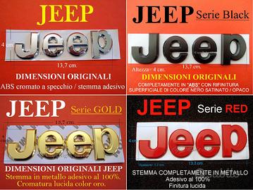 JEEP Stemma logo scritta ARGENTO NERO ORO ROSSO