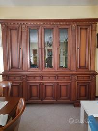 Credenza in legno e vetro vintage