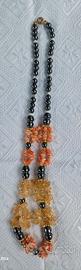 Collana quarzo ematite corallo 