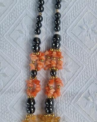Collana quarzo ematite corallo 
