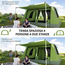 Tenda da campeggio 4 posti Outsunny