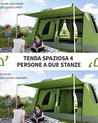 Tenda da campeggio 4 posti Outsunny
