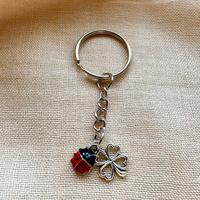 Portachiavi portafortuna quadrifoglio coccinella