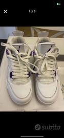 Jordan 4 retro bianche e metallic viola