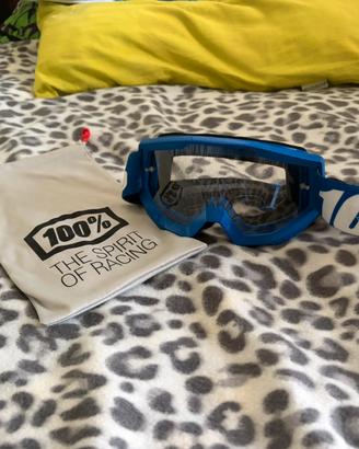 Maschera Motocross / MTB 100% Azzurra con sacca