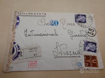 Lettera Raccomandata 1944 RSI Genova Croce Rossa -