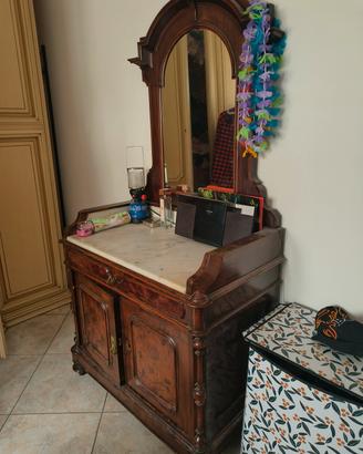 Comò / toilette d’epoca con specchiera / marmo