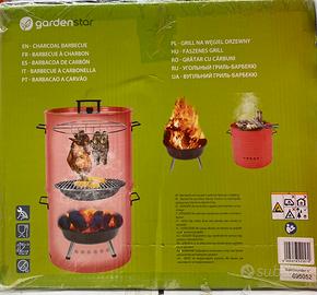 Barbecue bidone affumicatore a carbonella acciaio