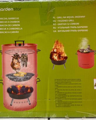 Barbecue bidone affumicatore a carbonella acciaio