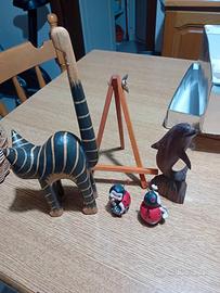 Gatto e Delfino in legno/minicavalleto e 2coccinel