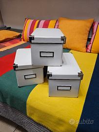 Lotto 3 Scatole Ikea Bianche 25x15x14