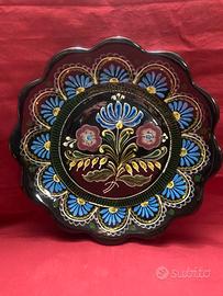 Piatto Decorativo Ceramica Smaltata Nera 29 cm