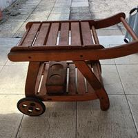 Carrello bar in legno con ruote- stile vintage