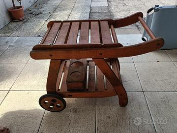 Carrello bar in legno con ruote- stile vintage