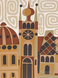 serigrafia originale anni 70 - sogg Chiesa